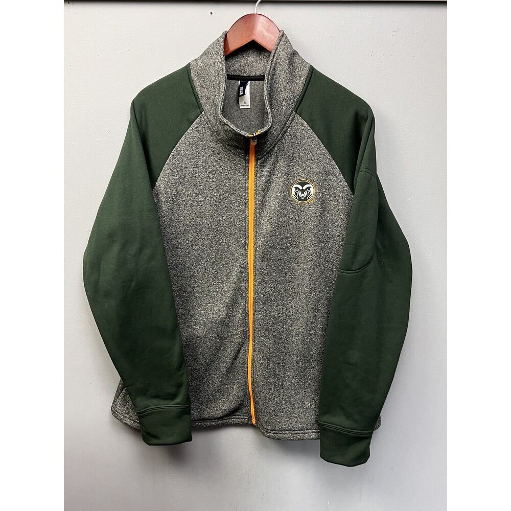 Colorado‎ State Rams Full Zip Fleece Jacket Mens Size XXL Green Gray Embroidered